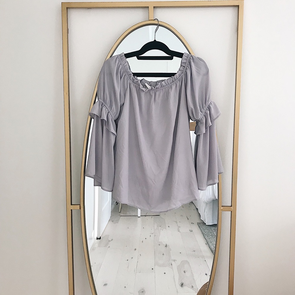 Off the Shoulder Pink Blush Maternity Shirt
